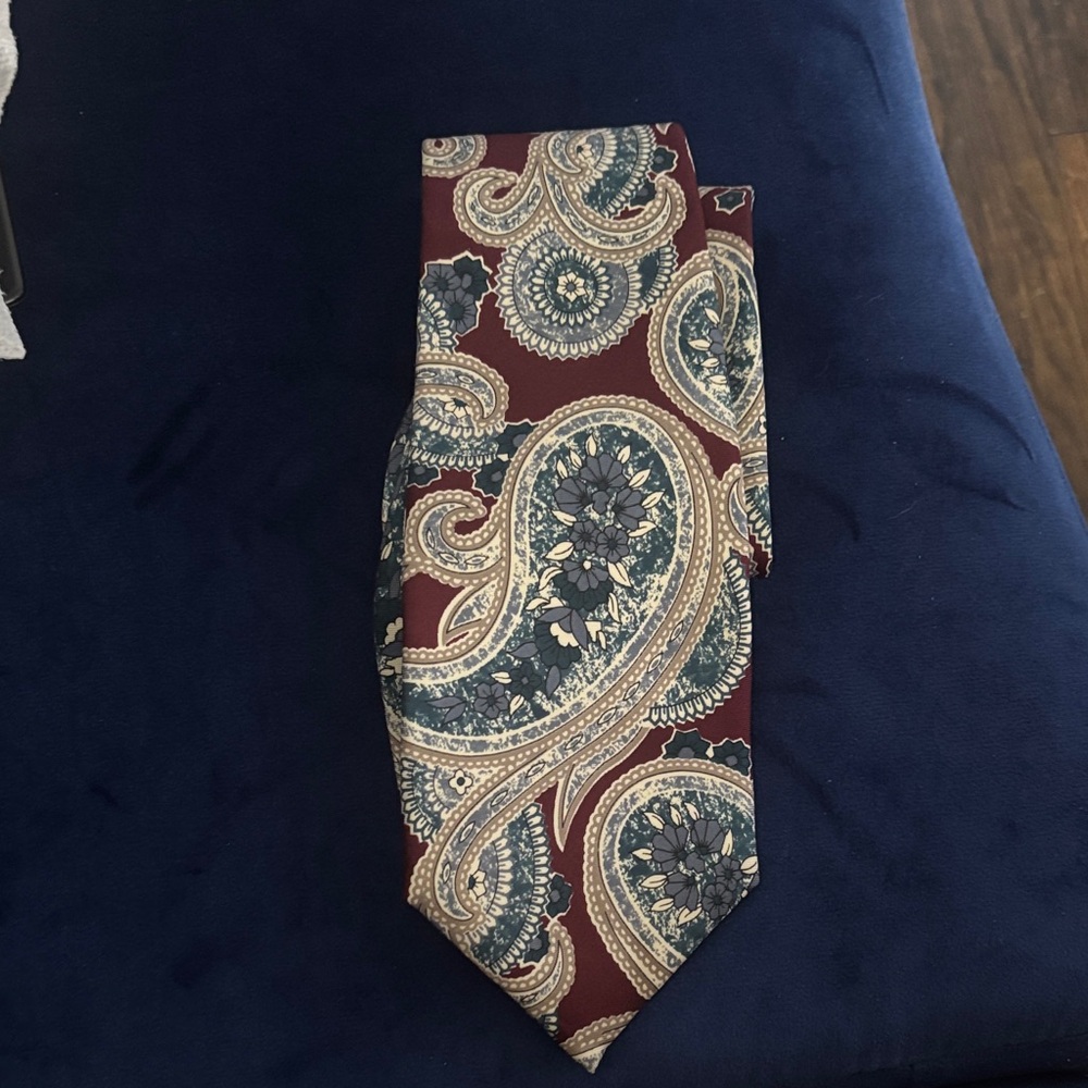 Pierre Cardin Burgundy Paisley Tie with Navy and Cream Accents
